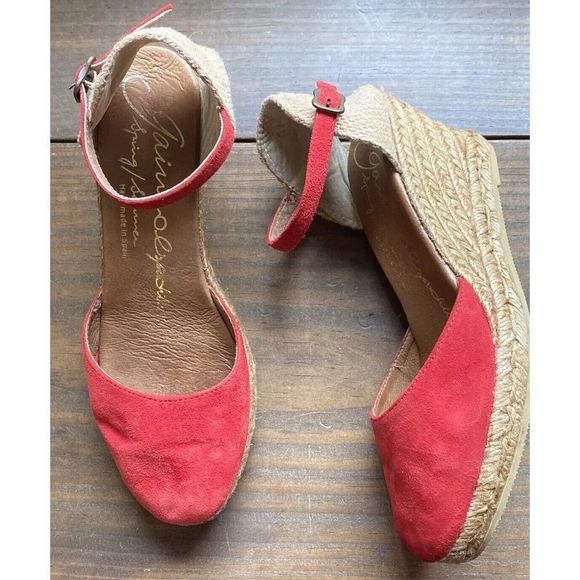 Gaimo Espadrilles Womens Suede Red Wedge Heel Size‎ 39 US 8.5 UK 6 Made in Spain - Picture 9 of 10